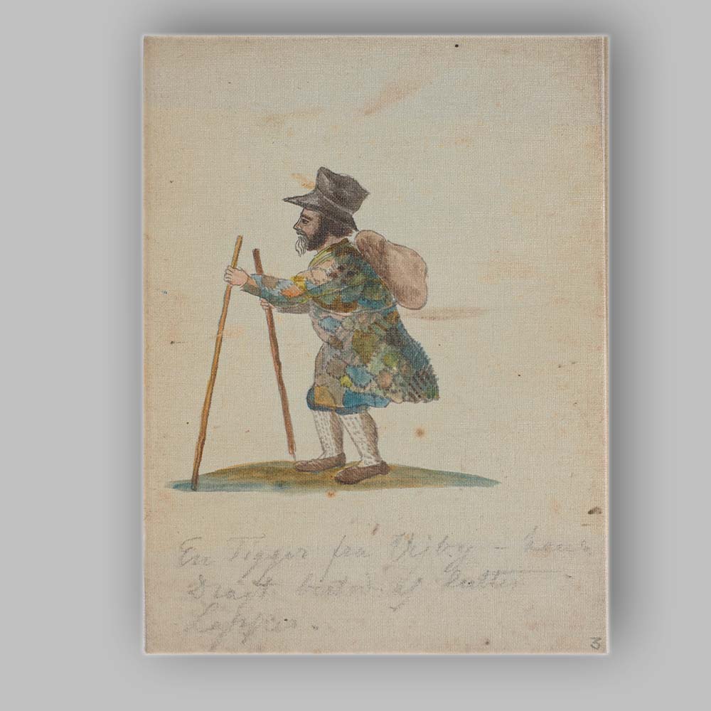 Traditional Folk Traveller Figure Watercolour Illustration Canvas Wall Art Print Decor Picture Ready to Hang