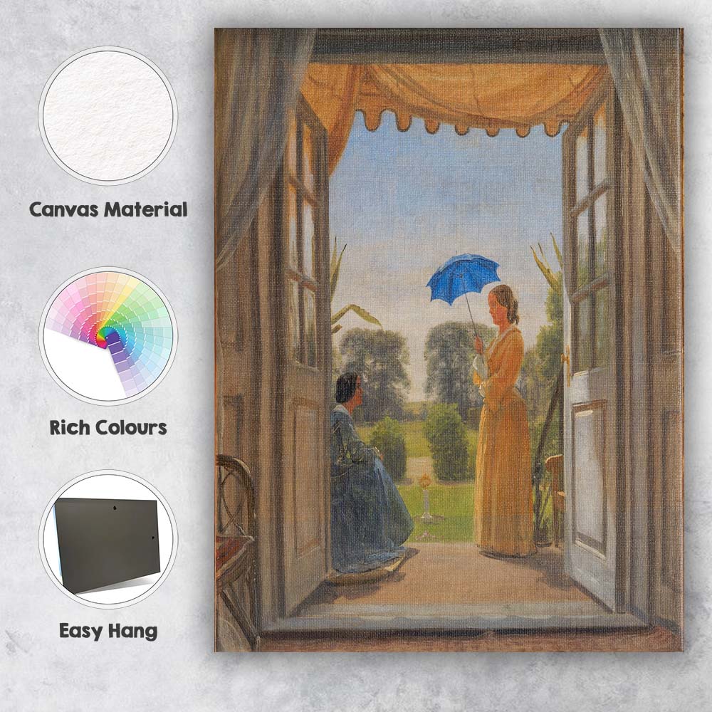Victorian Garden View Through Open French Doors Canvas Wall Art Print Decor Picture Ready to Hang