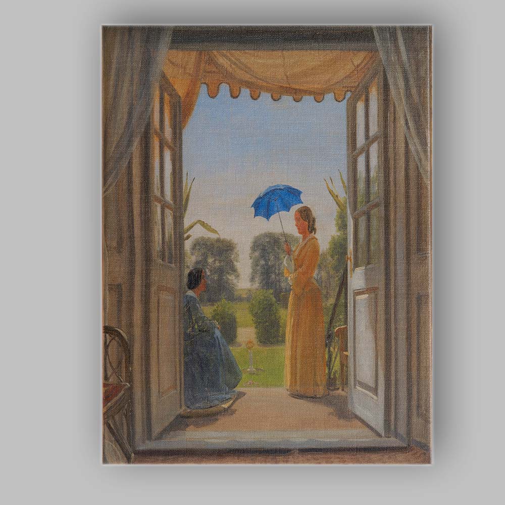 Victorian Garden View Through Open French Doors Canvas Wall Art Print Decor Picture Ready to Hang
