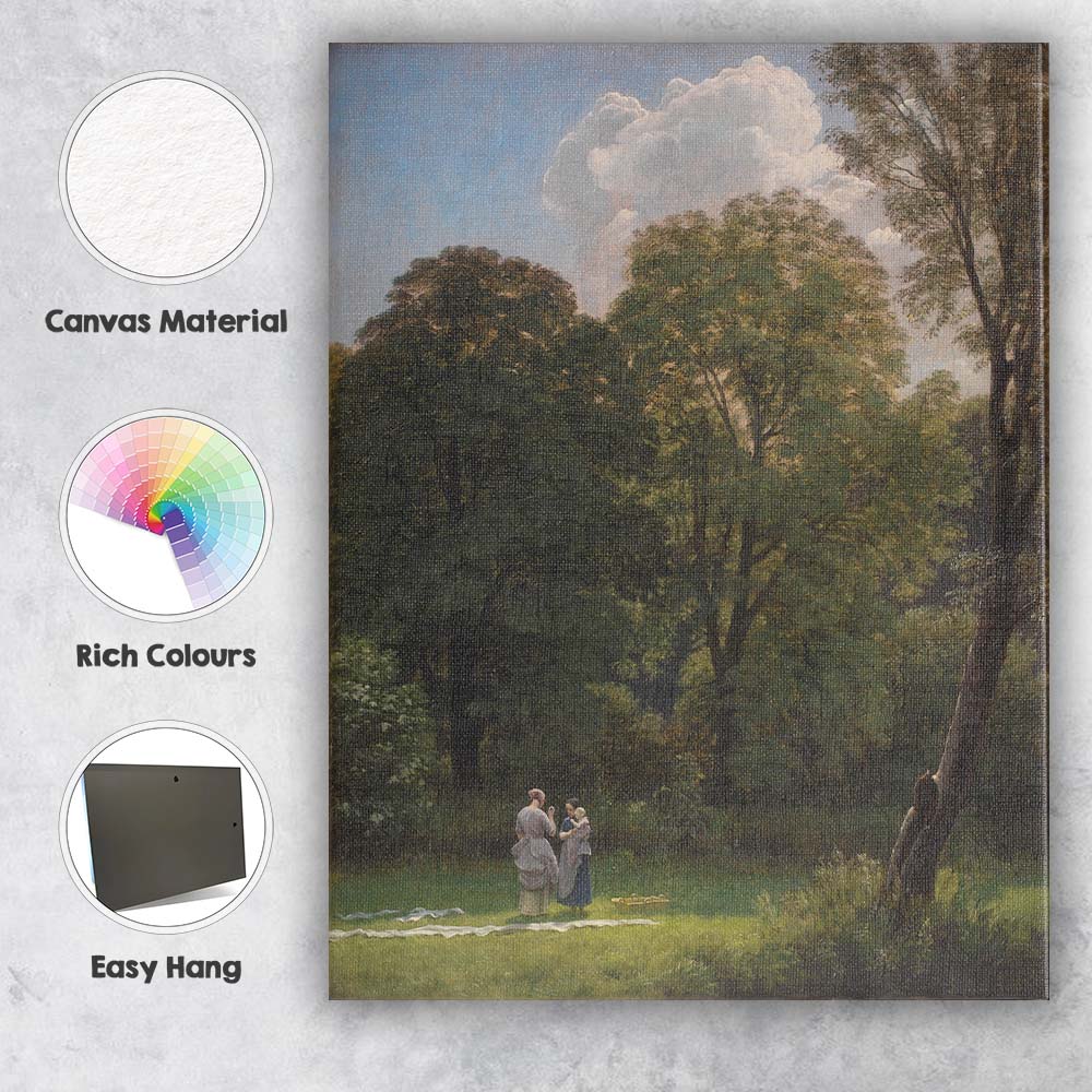 Pastoral Forest Clearing Mother And Child Landscape Canvas Wall Art Print Decor Picture Ready to Hang