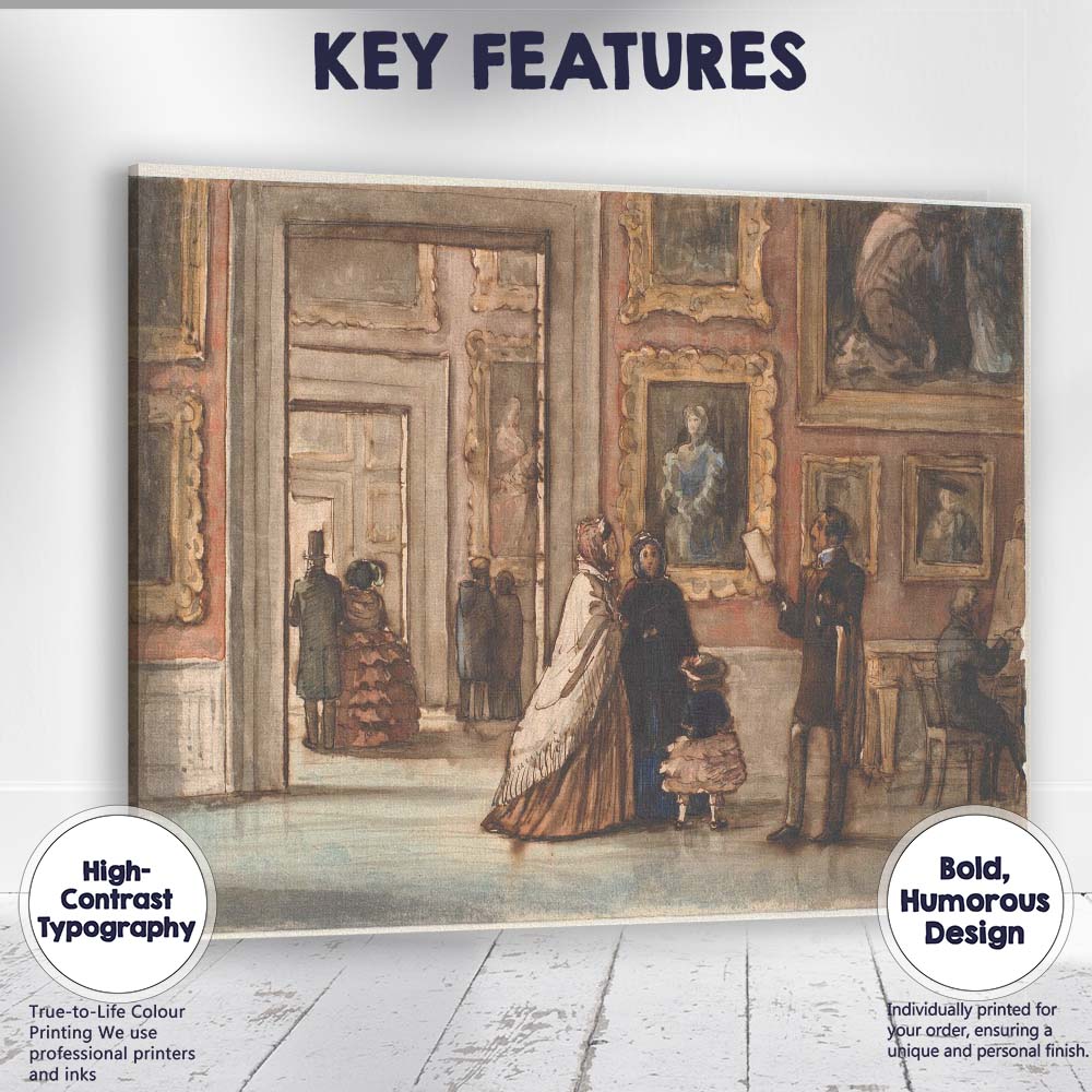 Victorian Art Gallery Interior Antique Museum Watercolour Scene Canvas Wall Art Print Decor Picture Ready to Hang