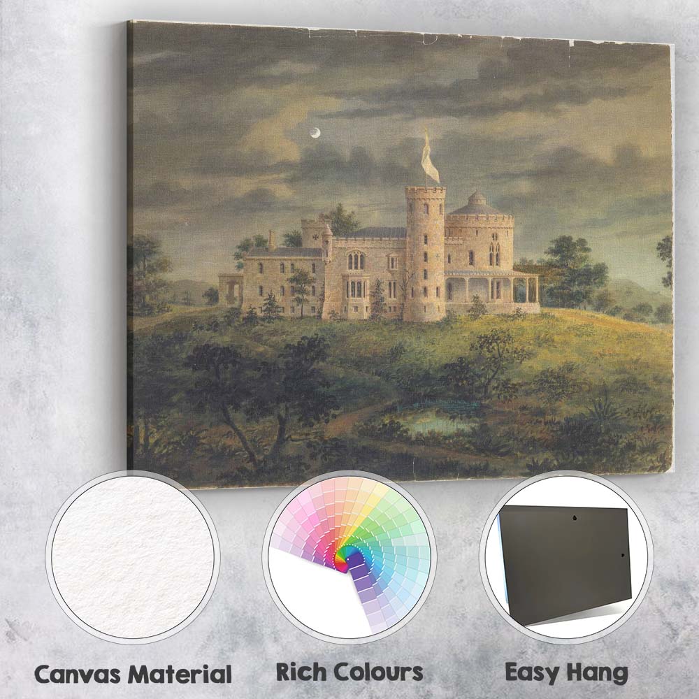 Historic Castle Estate Landscape Watercolour Countryside Painting Canvas Wall Art Print Decor Picture Ready to Hang
