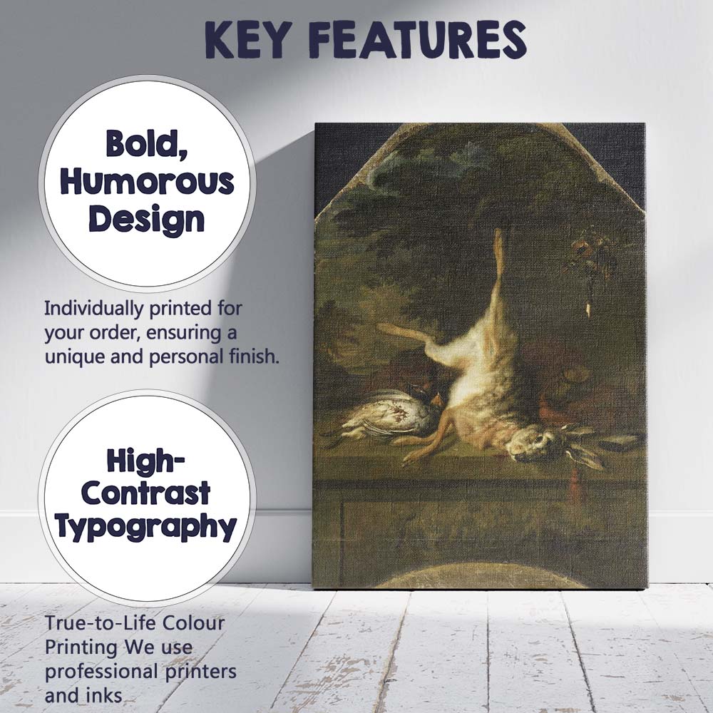 Dutch Master Hunting Trophy Hare and Game Still Life Canvas Wall Art Print Decor Picture Ready to Hang