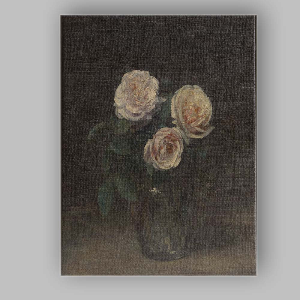 Blush Pink Garden Roses in Glass Vase Floral Still Life Canvas Wall Art Print Decor Picture Ready to Hang