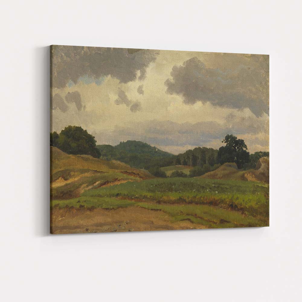Rolling Green Countryside Under Dramatic Cloudy Sky Landscape Canvas Wall Art Print Decor Picture Ready to Hang