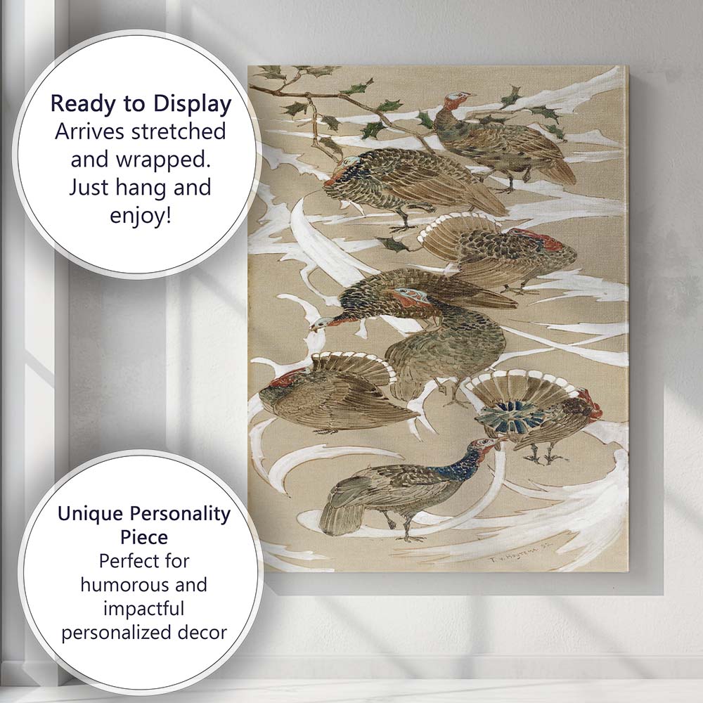 Decorative Wild Turkey Birds Nature Illustration Painting Canvas Wall Art Print Decor Picture Ready to Hang