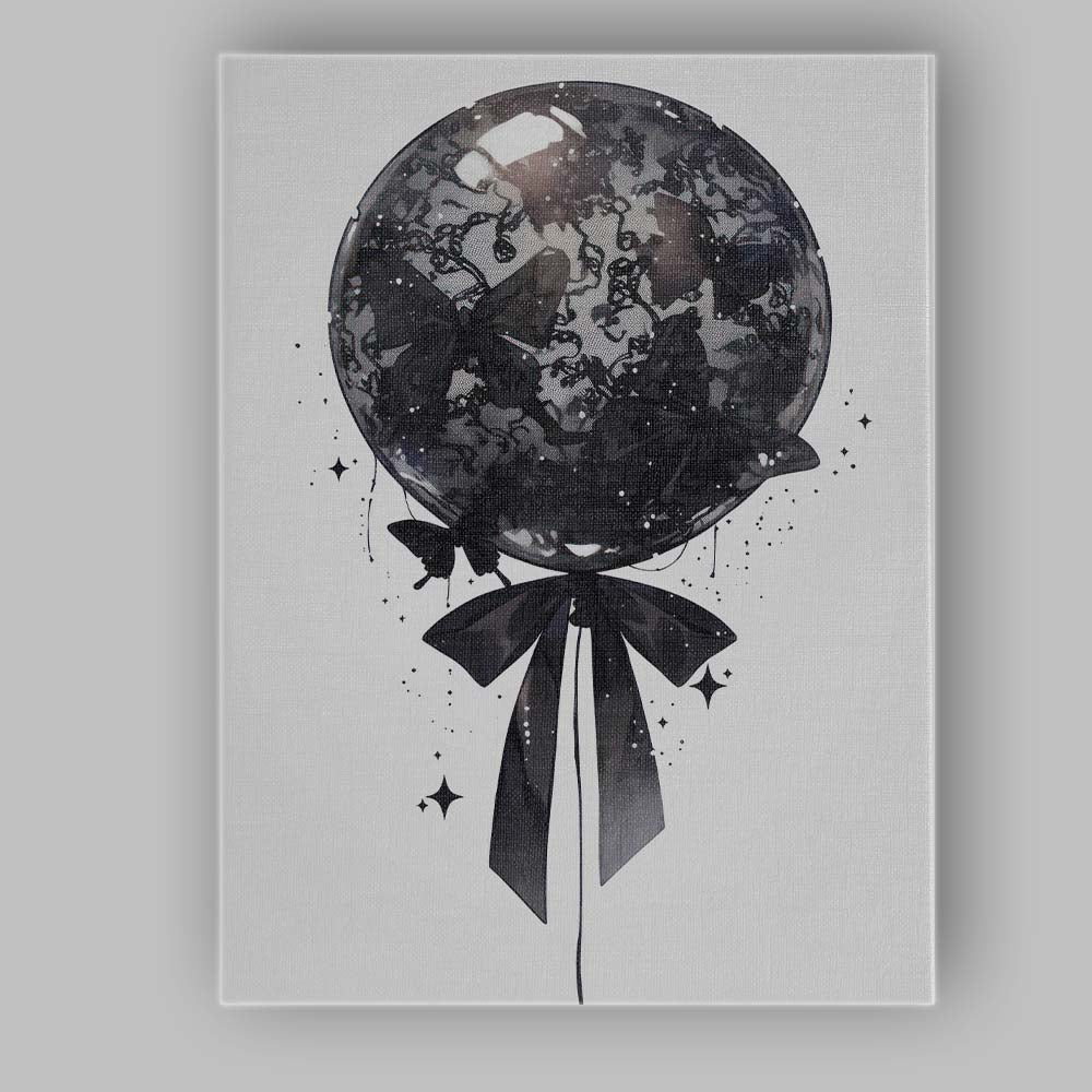 Gothic Black Butterfly Lace Decorative Balloon Illustration Canvas Wall Art Print Decor Picture Ready to Hang