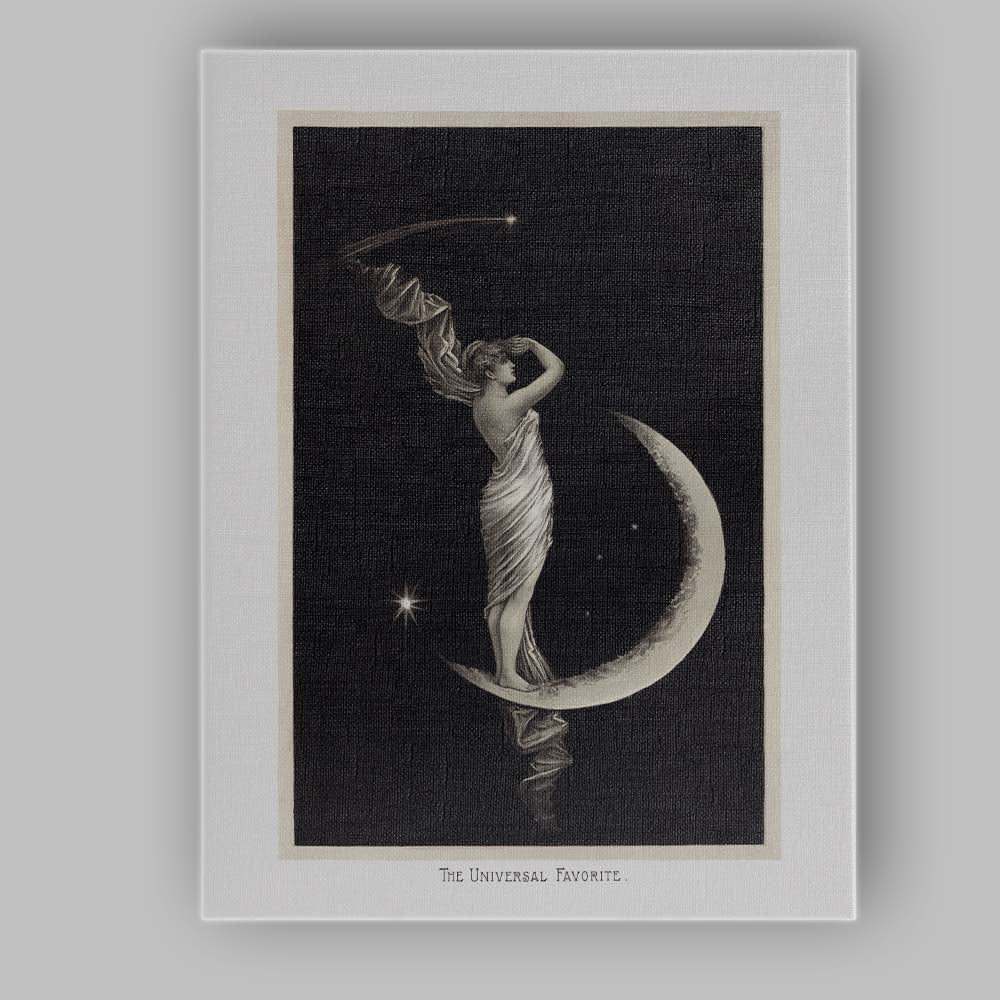 Victorian Moon Goddess Celestial Night Antique Illustration Canvas Wall Art Print Decor Picture Ready to Hang