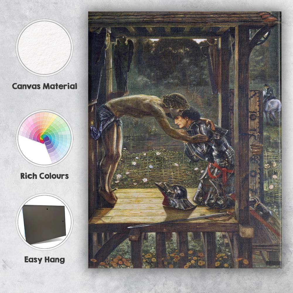 Medieval Knight And Angel Romantic Pre Raphaelite Scene Canvas Wall Art Print Decor Picture Ready to Hang