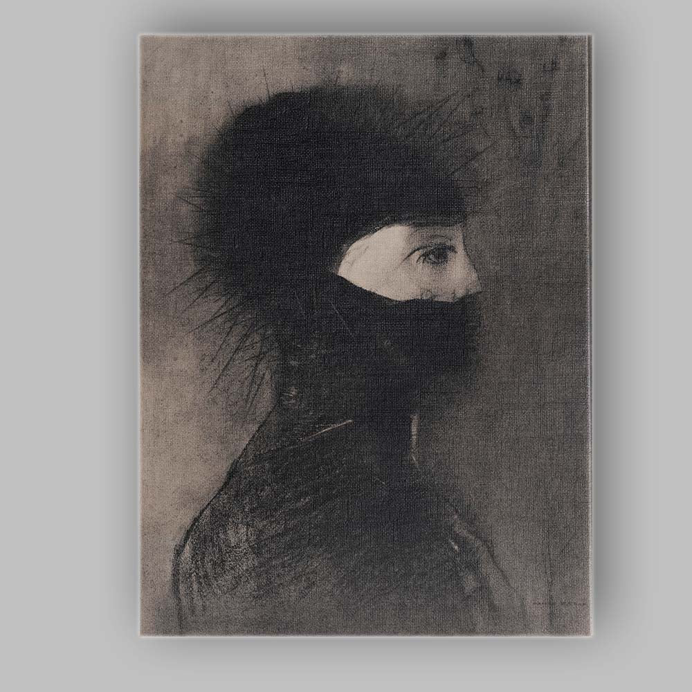 Symbolist Veiled Woman Portrait Monochrome Charcoal Style Canvas Wall Art Print Decor Picture Ready to Hang