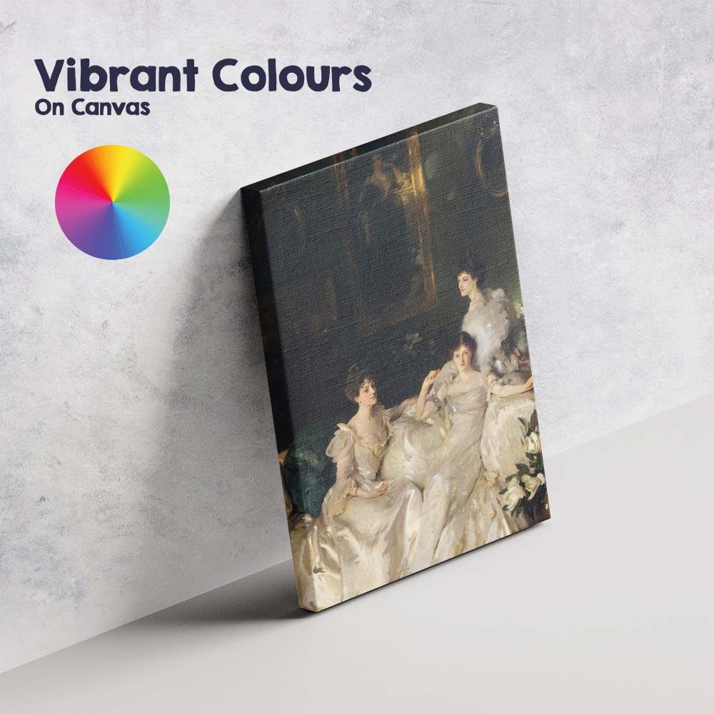 Elegant Edwardian Ladies in White Gowns Classic Portrait Canvas Wall Art Print Decor Picture Ready to Hang