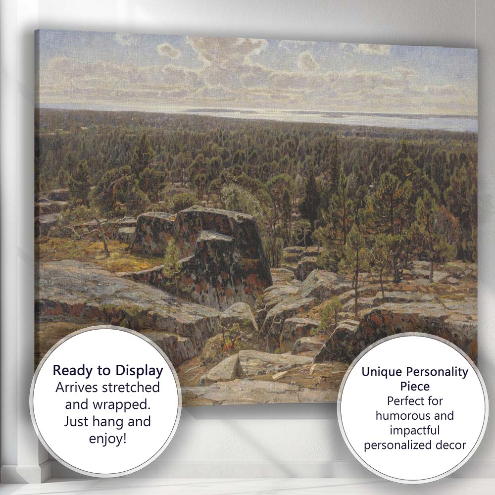 Scandinavian Rocky Forest Panorama Wilderness Landscape Canvas Wall Art Print Decor Picture Ready to Hang