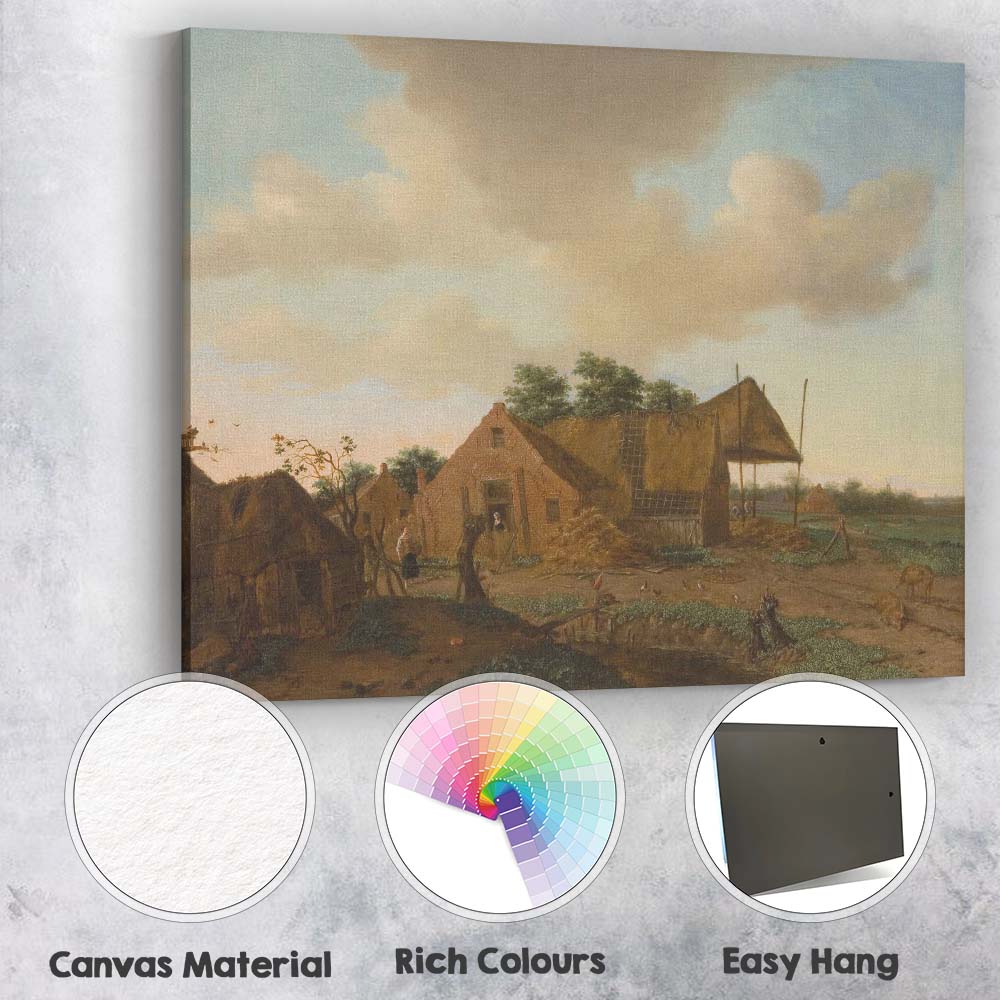 Traditional Rural Farmyard Homestead Pastoral Landscape Canvas Wall Art Print Decor Picture Ready to Hang