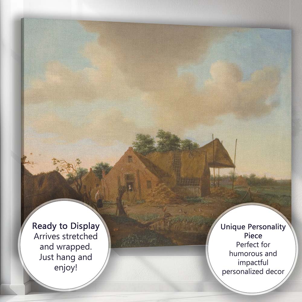 Traditional Rural Farmyard Homestead Pastoral Landscape Canvas Wall Art Print Decor Picture Ready to Hang