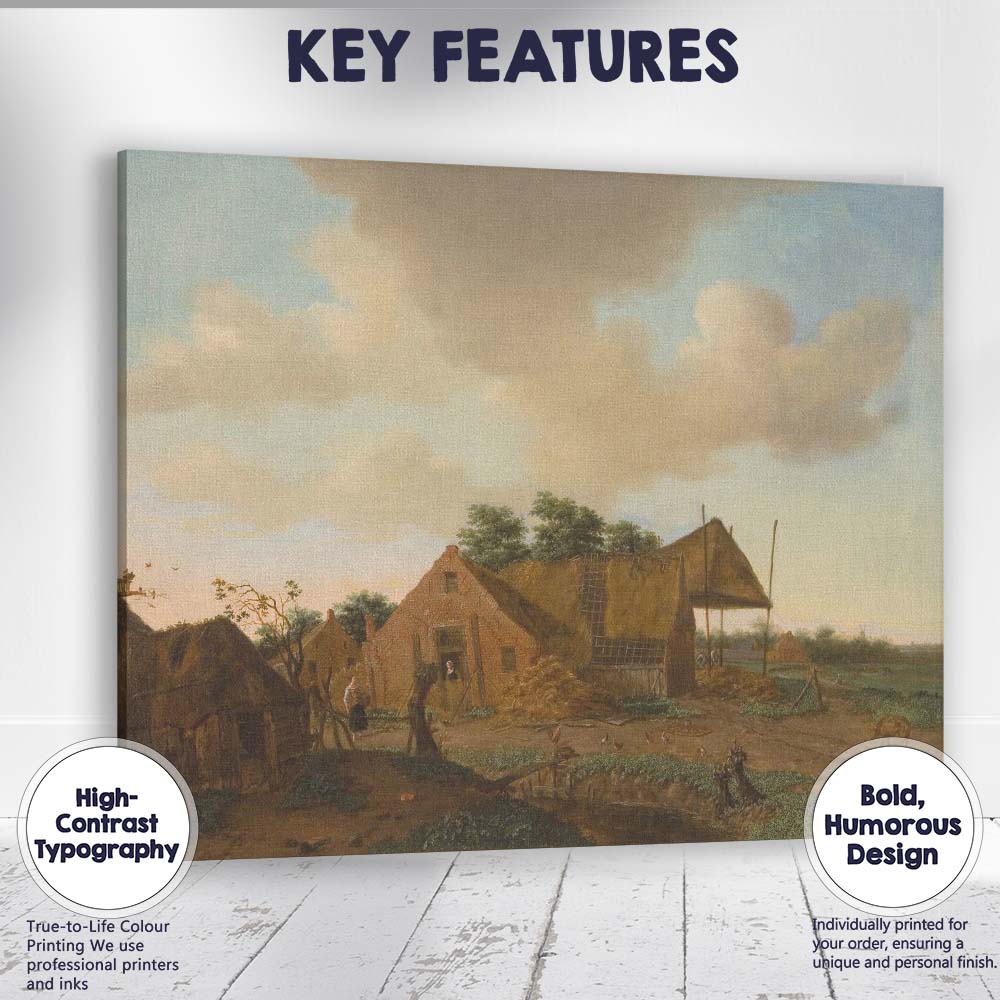 Traditional Rural Farmyard Homestead Pastoral Landscape Canvas Wall Art Print Decor Picture Ready to Hang