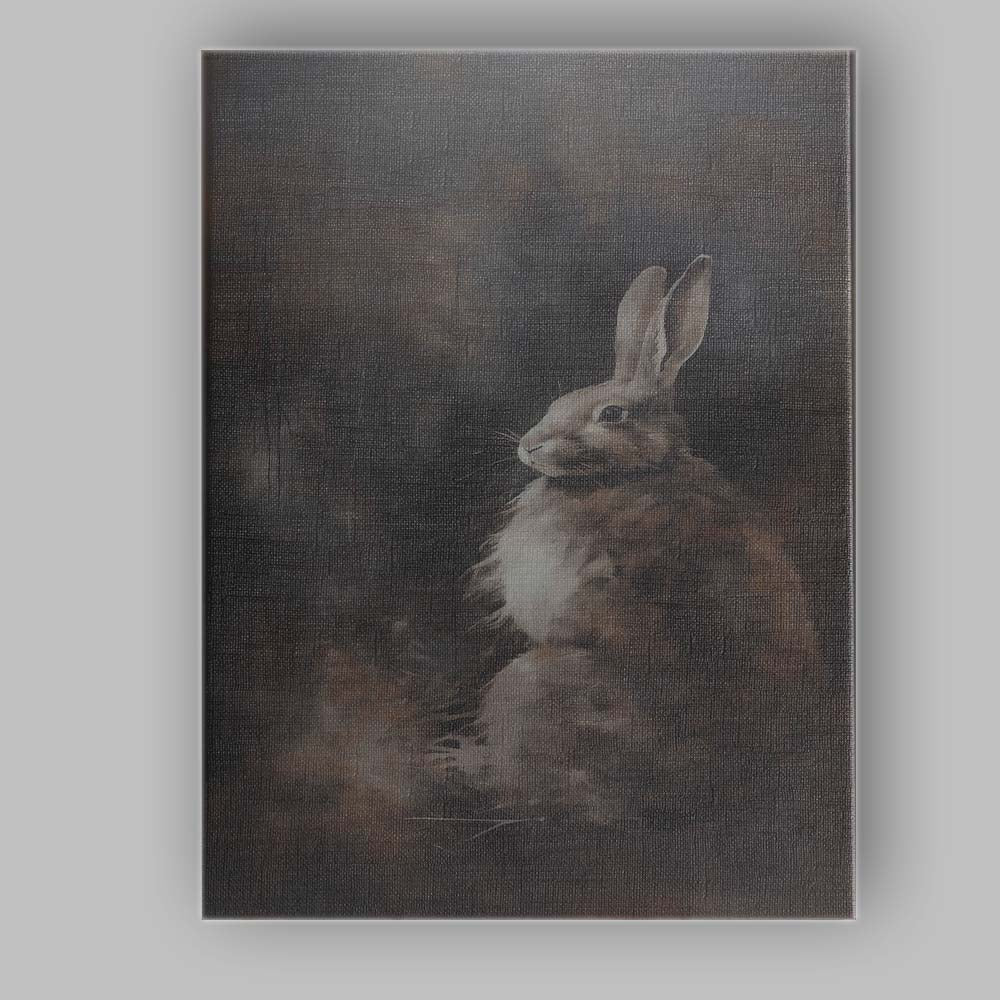 Dark Moody Hare Wildlife Portrait Contemporary Animal Canvas Wall Art Print Decor Picture Ready to Hang