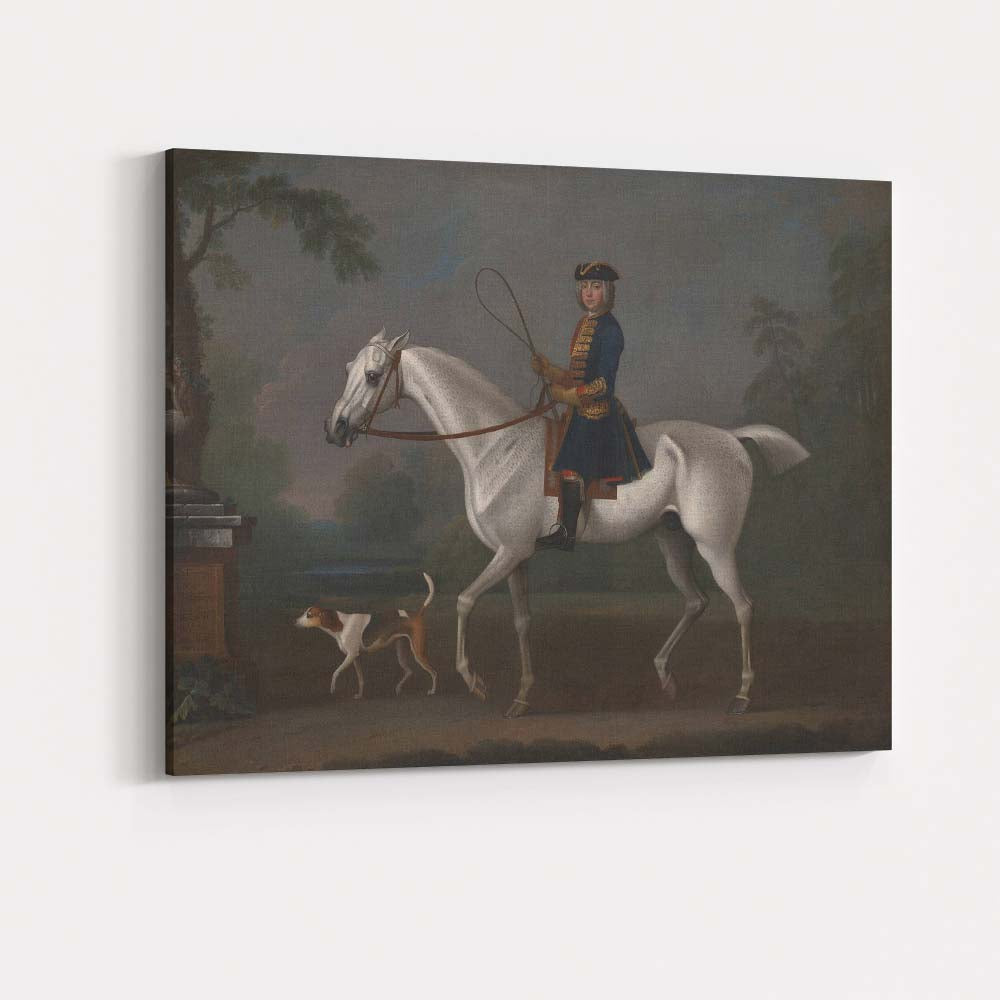 Historic Equestrian White Horse Rider Portrait Canvas Wall Art Print Decor Picture Ready to Hang