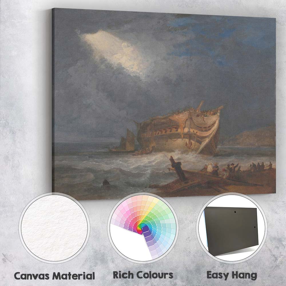 Moonlit Shipwreck Coastal Seascape Dramatic Maritime Canvas Wall Art Print Decor Picture Ready to Hang