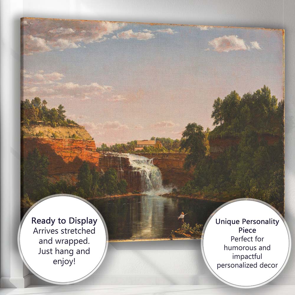 Sunlit Waterfall River Gorge Landscape Scenic Nature Canvas Wall Art Print Decor Picture Ready to Hang