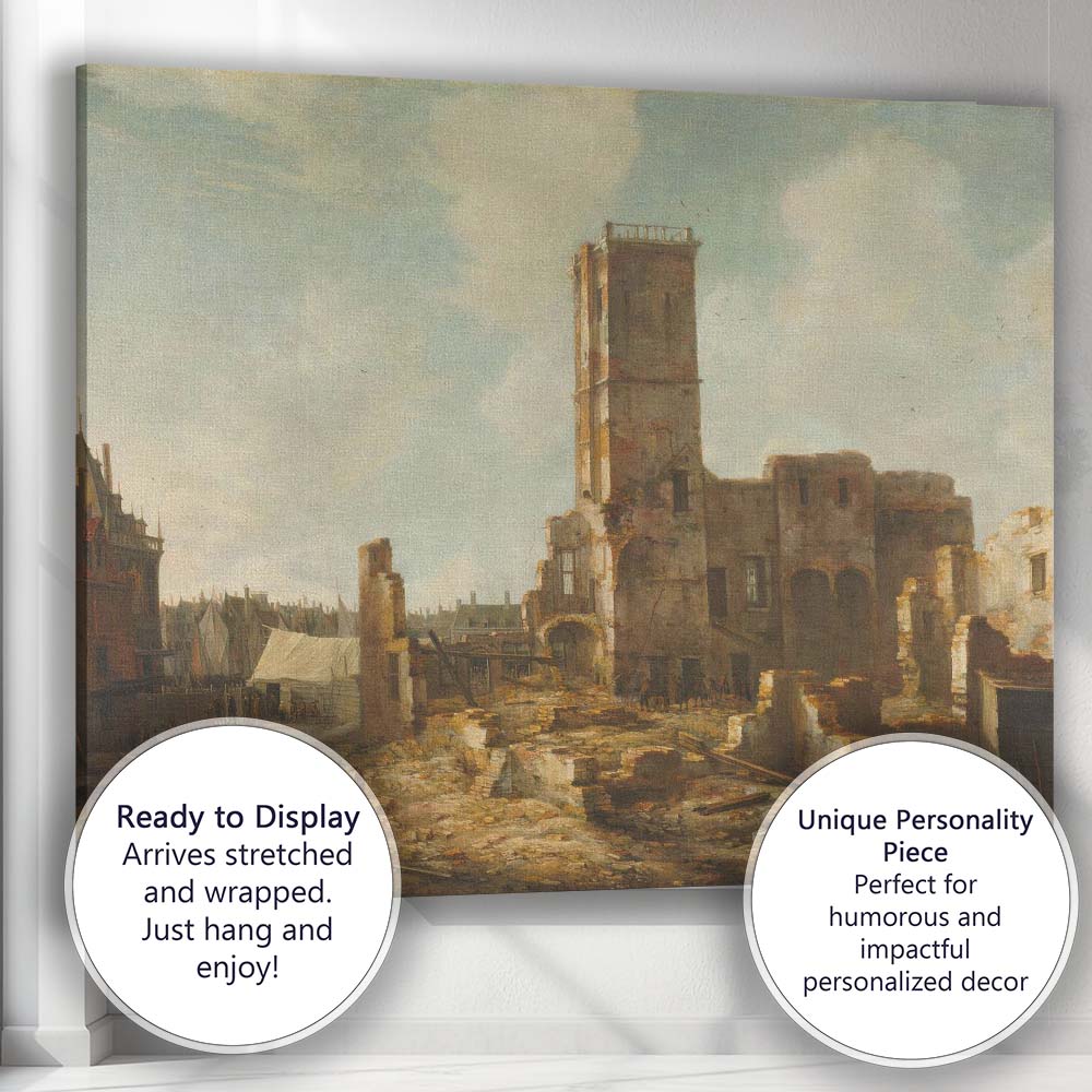 Historic City Ruins Architectural Tower Landscape Oil Painting Canvas Wall Art Print Decor Picture Ready to Hang