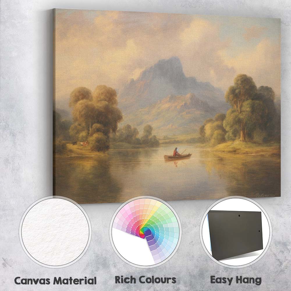Majestic Highland Yak Misty Wildlife Landscape Painting Canvas Wall Art Print Decor Picture Ready to Hang