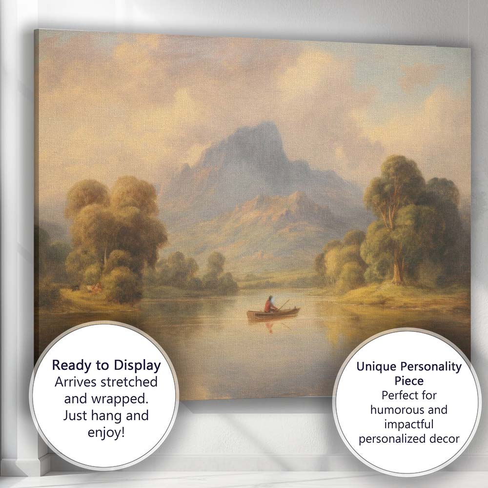 Majestic Highland Yak Misty Wildlife Landscape Painting Canvas Wall Art Print Decor Picture Ready to Hang