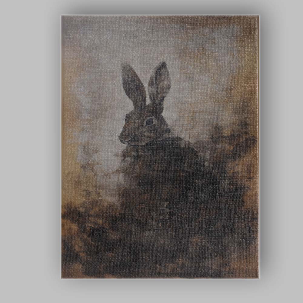 Dark Rabbit Portrait Atmospheric Wildlife Painting Canvas Wall Art Print Decor Picture Ready to Hang