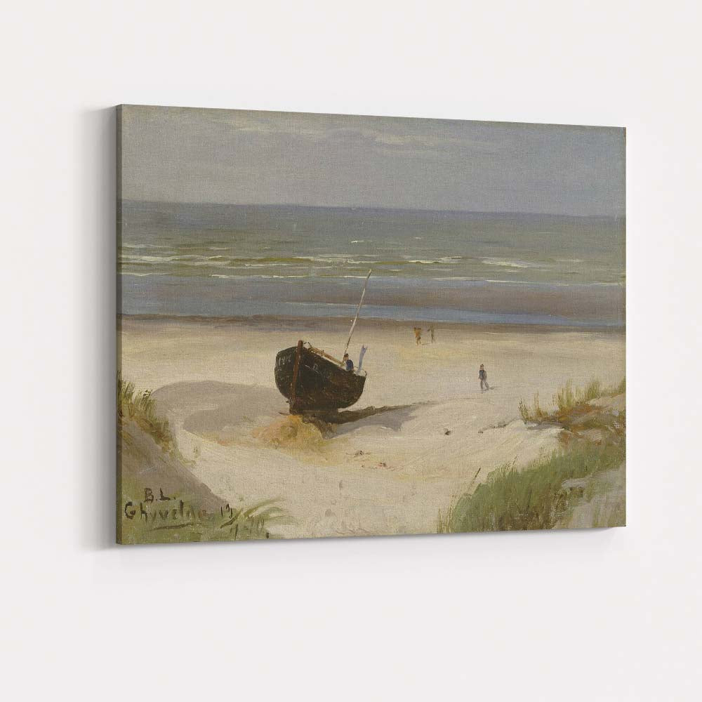 Coastal Beach Fishing Boat Seaside Dune Impressionist Painting Canvas Wall Art Print Decor Picture Ready to Hang