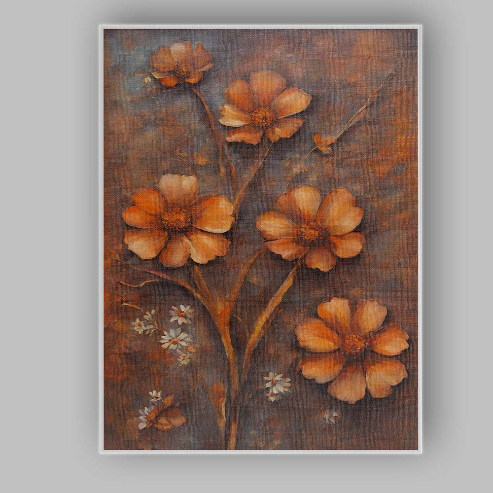 Warm Autumn Floral Botanical Textured Still Life Painting Canvas Wall Art Print Decor Picture Ready to Hang