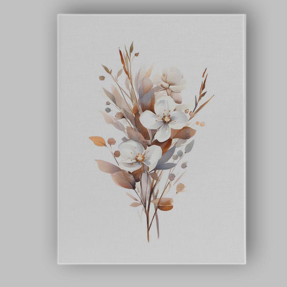Neutral White Magnolia Floral Watercolour Botanical Arrangement Canvas Wall Art Print Decor Picture Ready to Hang