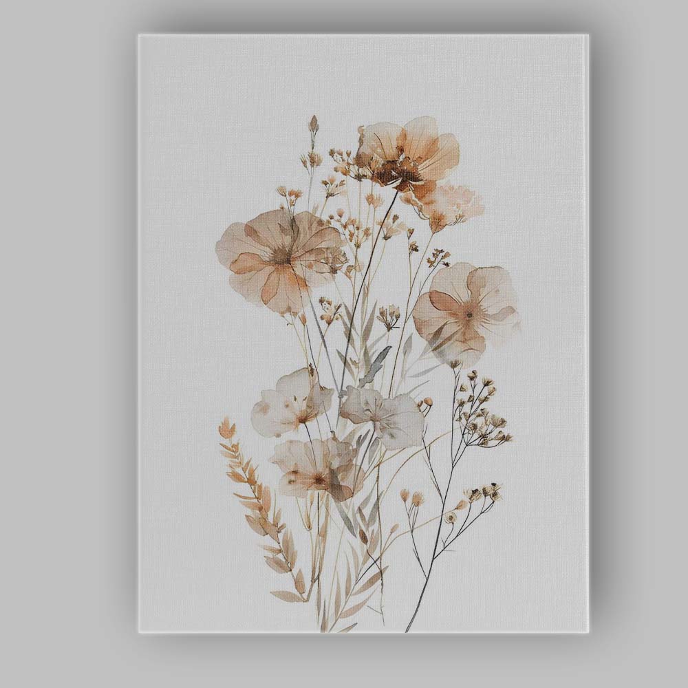 Elegant Neutral Poppy Blossom Watercolour Floral Arrangement Canvas Wall Art Print Decor Picture Ready to Hang