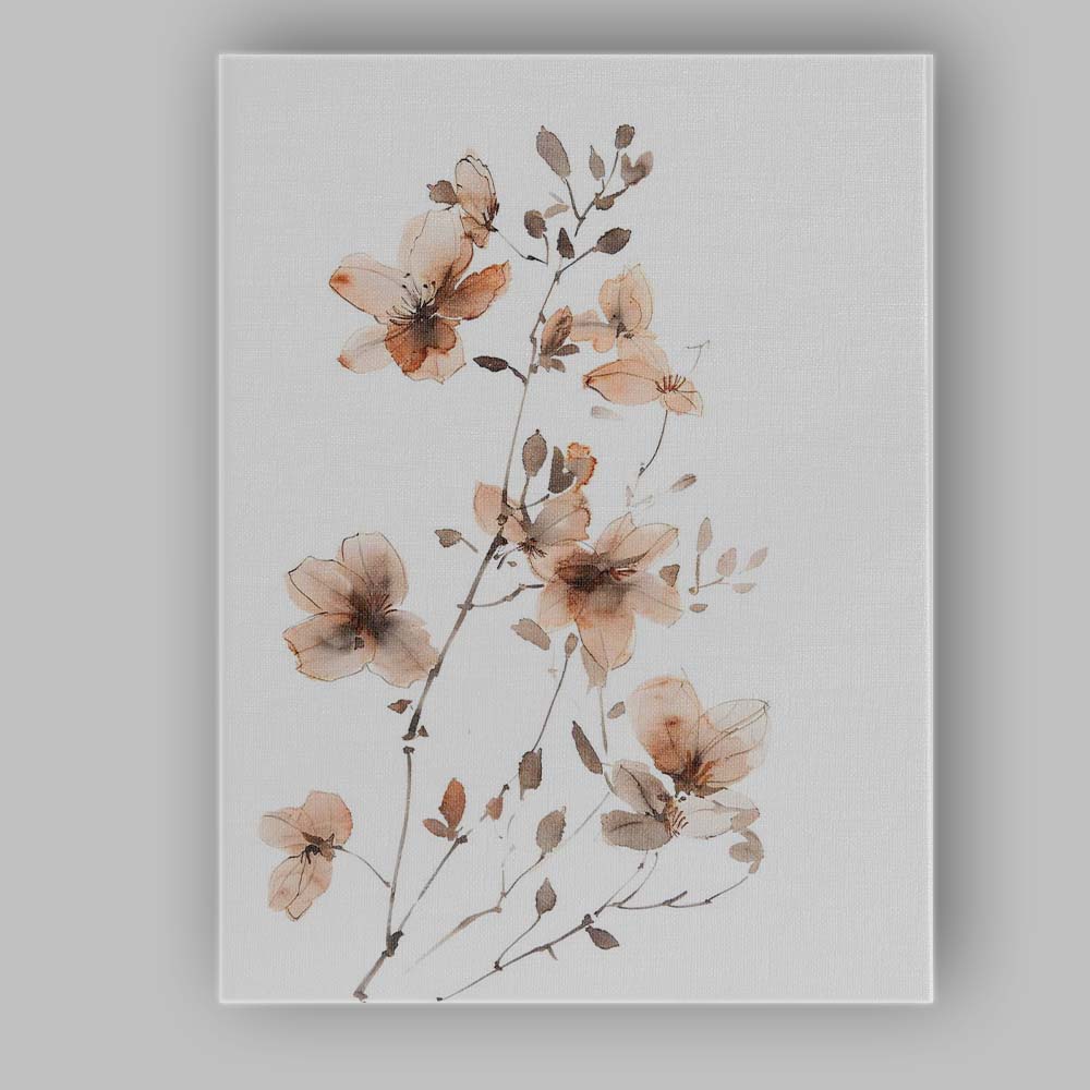 Soft Beige Magnolia Blossom Watercolour Botanical Floral Branch Canvas Wall Art Print Decor Picture Ready to Hang