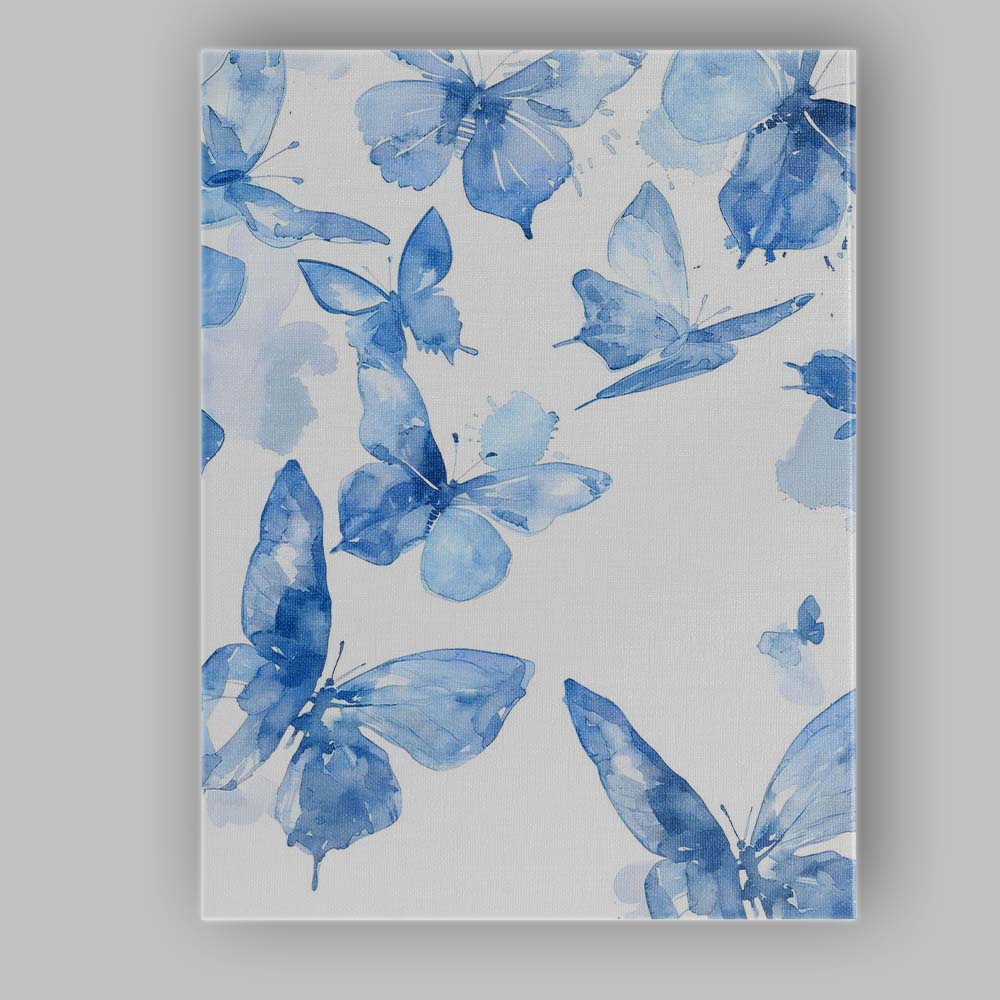 Light Blue Watercolour Butterfly Flight Pattern Canvas Wall Art Print Decor Picture Ready to Hang