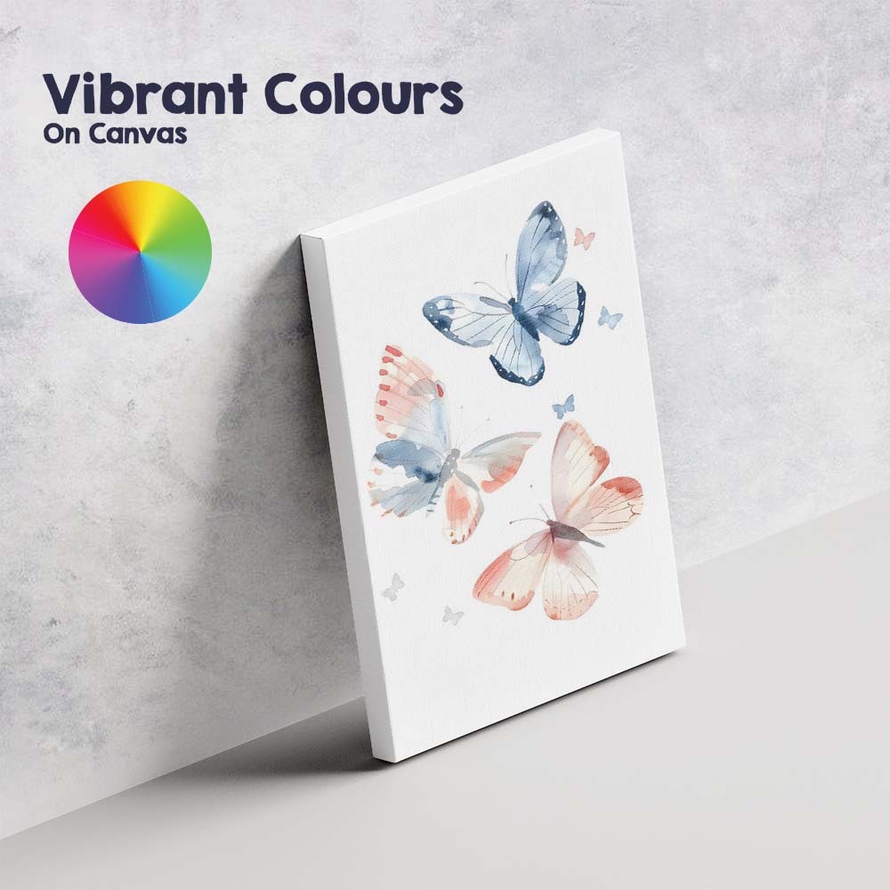 Blue and Blush Watercolour Butterfly Collection Canvas Wall Art Print Decor Picture Ready to Hang