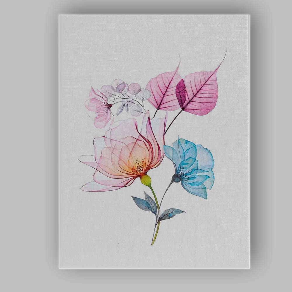 Elegant Pink Blue Floral Botanical Watercolour Composition Canvas Wall Art Print Decor Picture Ready to Hang