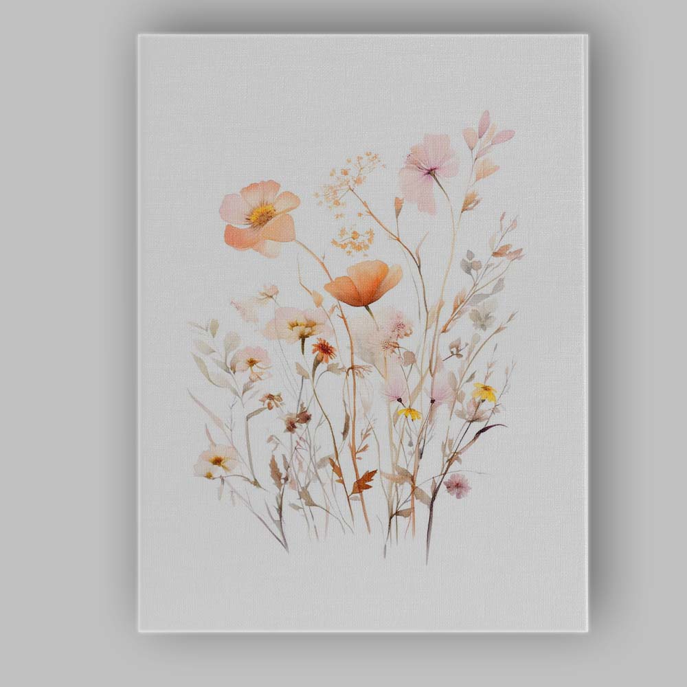 Pastel Wildflower Meadow Botanical Watercolour Canvas Wall Art Print Decor Picture Ready to Hang