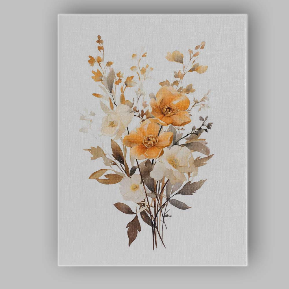 Soft Apricot White Garden Rose Botanical Watercolour Canvas Wall Art Print Decor Picture Ready to Hang