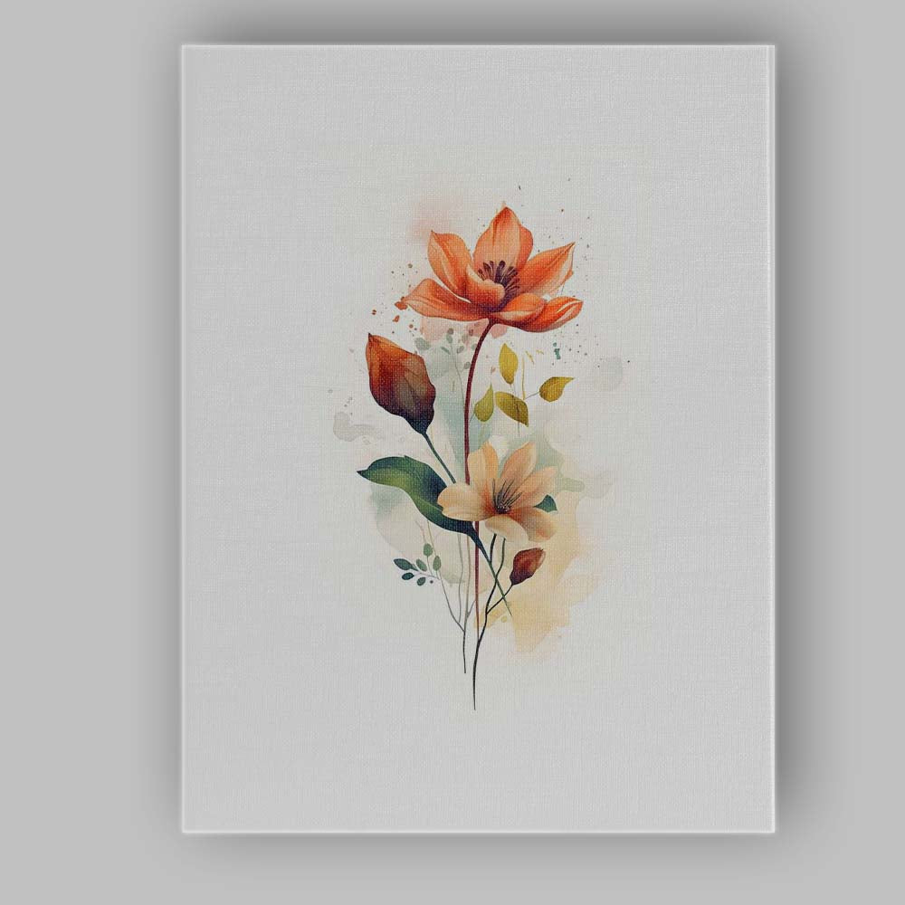 Orange Magnolia Blossom Botanical Watercolour Canvas Wall Art Print Decor Picture Ready to Hang