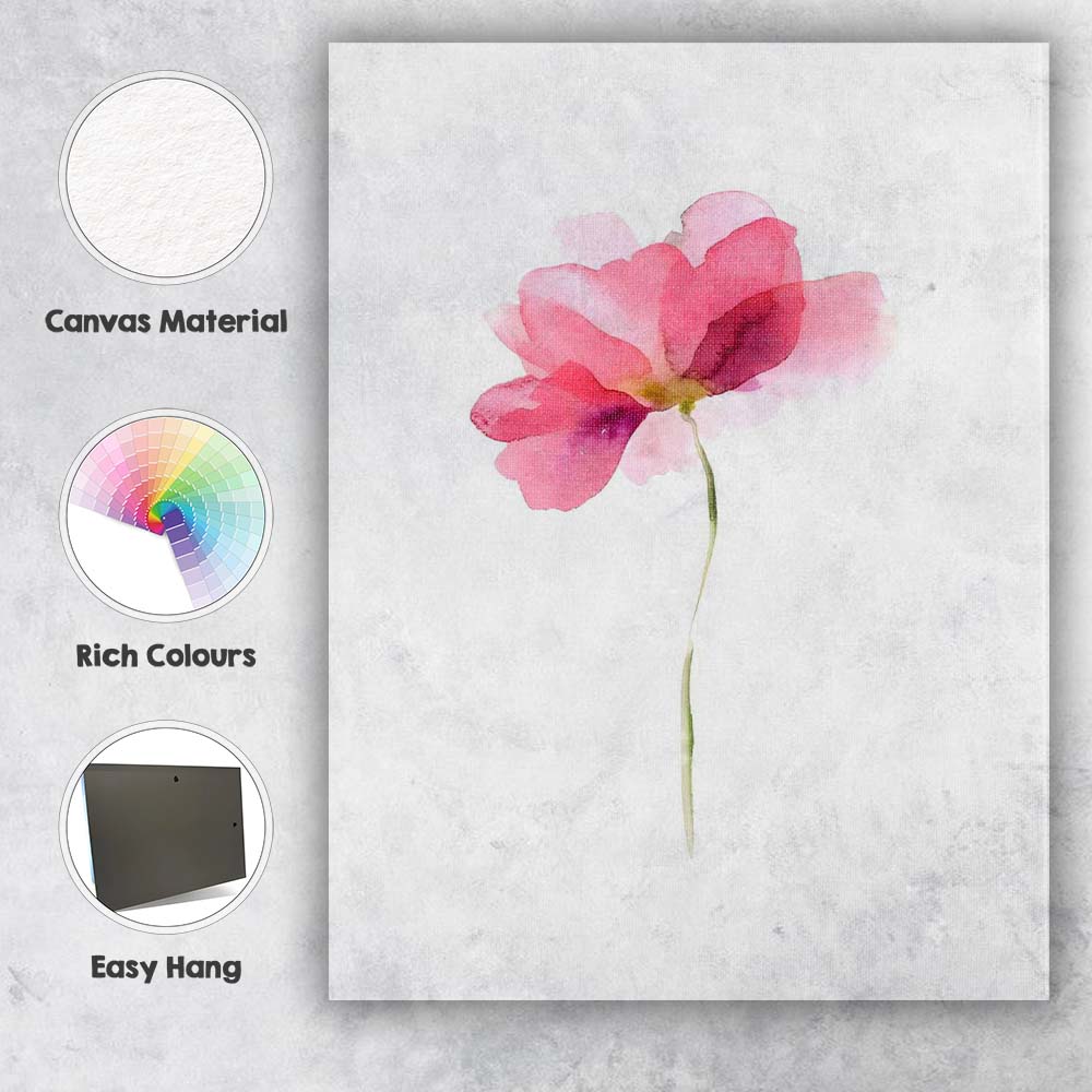 Delicate Pink Watercolour Blossom Minimalist Floral Canvas Wall Art Print Decor Picture Ready to Hang