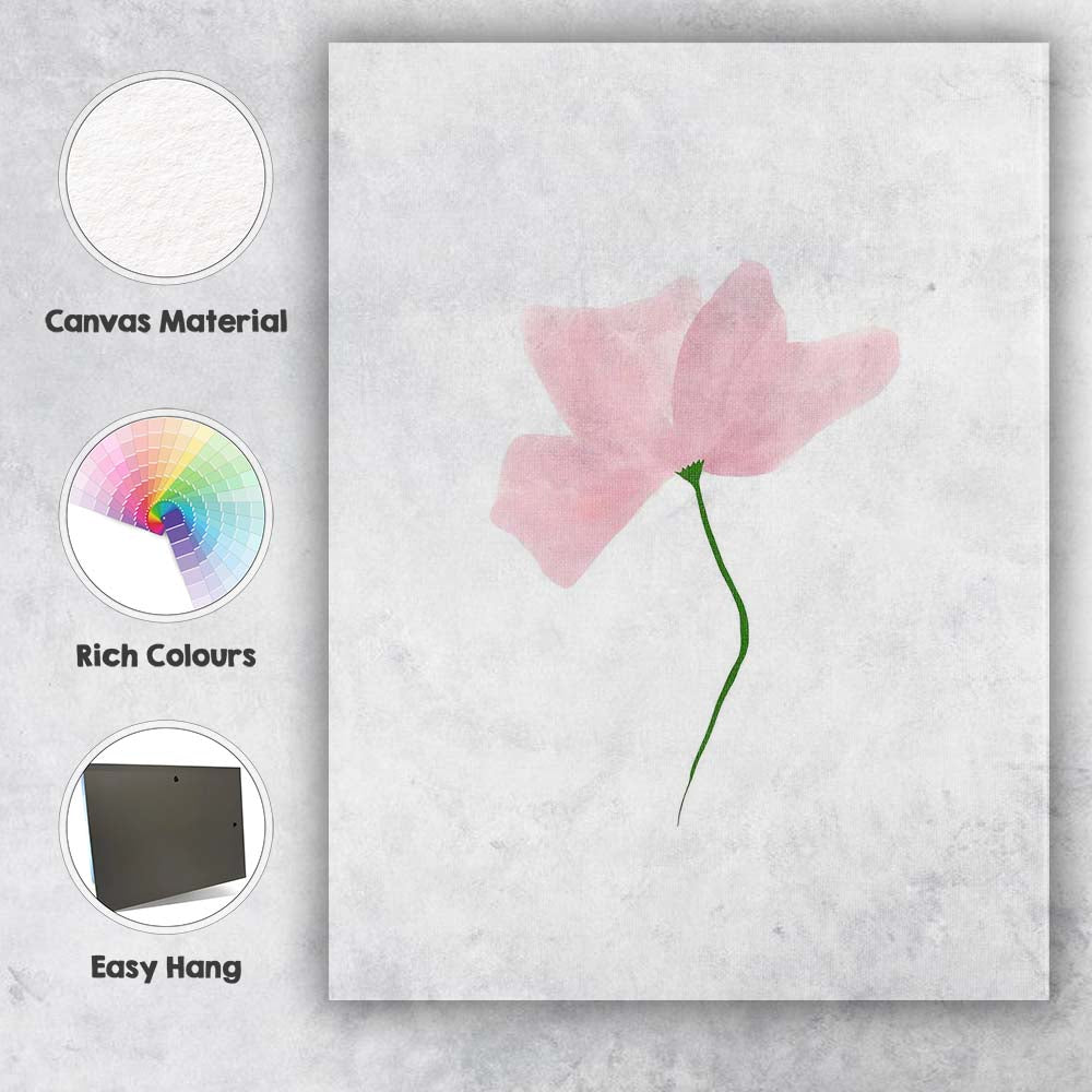 Soft Blush Pink Minimalist Watercolour Blossom Canvas Wall Art Print Decor Picture Ready to Hang