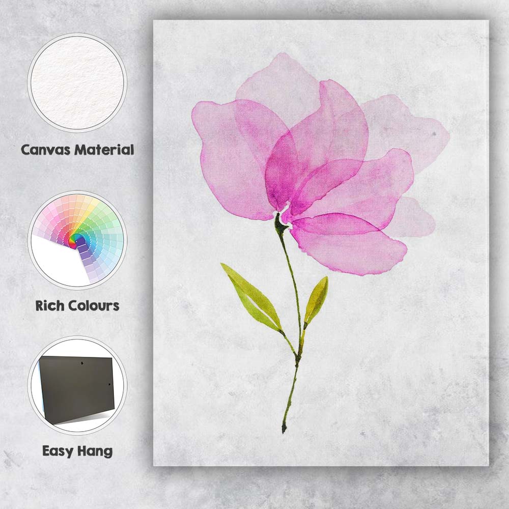 Vibrant Pink Magnolia Bloom Watercolour Canvas Wall Art Print Decor Picture Ready to Hang