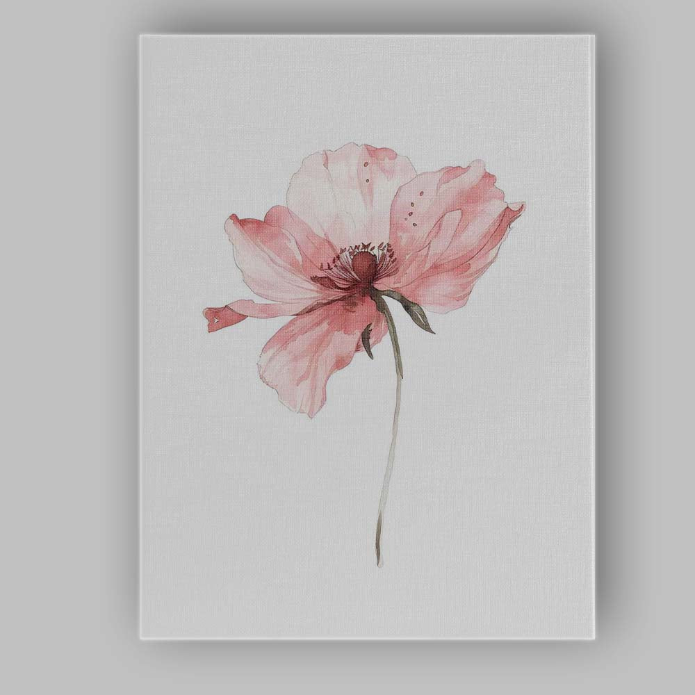 Soft Blush Pink Anemone Flower Watercolour Canvas Wall Art Print Decor Picture Ready to Hang