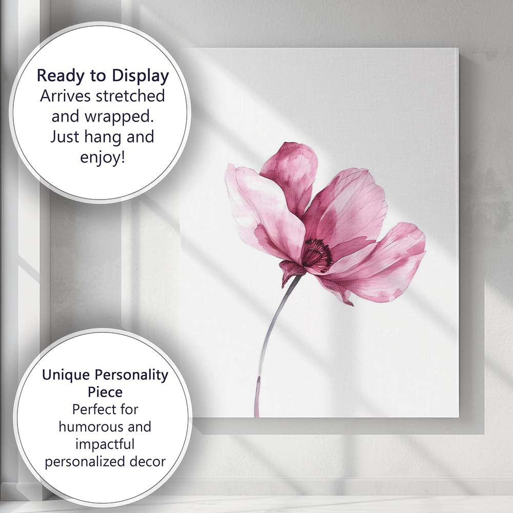 Blush Pink Magnolia Bloom Watercolour Floral Canvas Wall Art Print Decor Picture Ready to Hang