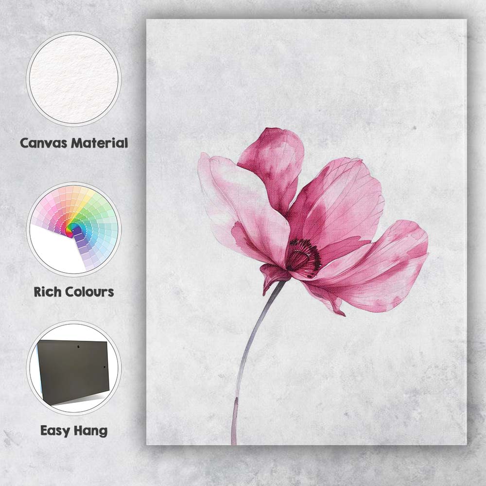 Blush Pink Magnolia Bloom Watercolour Floral Canvas Wall Art Print Decor Picture Ready to Hang