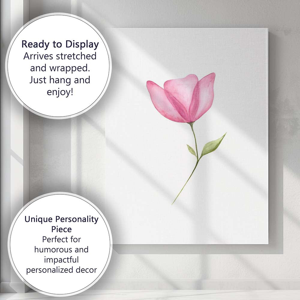 Elegant Pink Tulip Watercolour Minimal Floral Canvas Wall Art Print Decor Picture Ready to Hang
