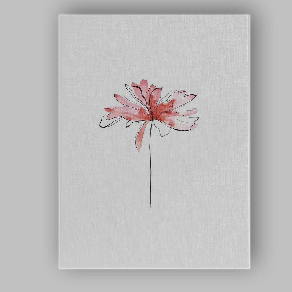 Abstract Blush Floral Line Art Watercolour Flower Canvas Wall Art Print Decor Picture Ready to Hang