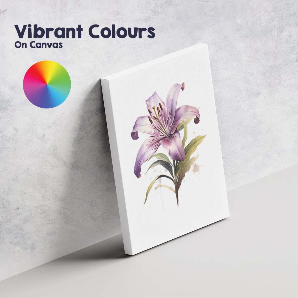 Elegant Lavender Lily Botanical Watercolour Floral Canvas Wall Art Print Decor Picture Ready to Hang