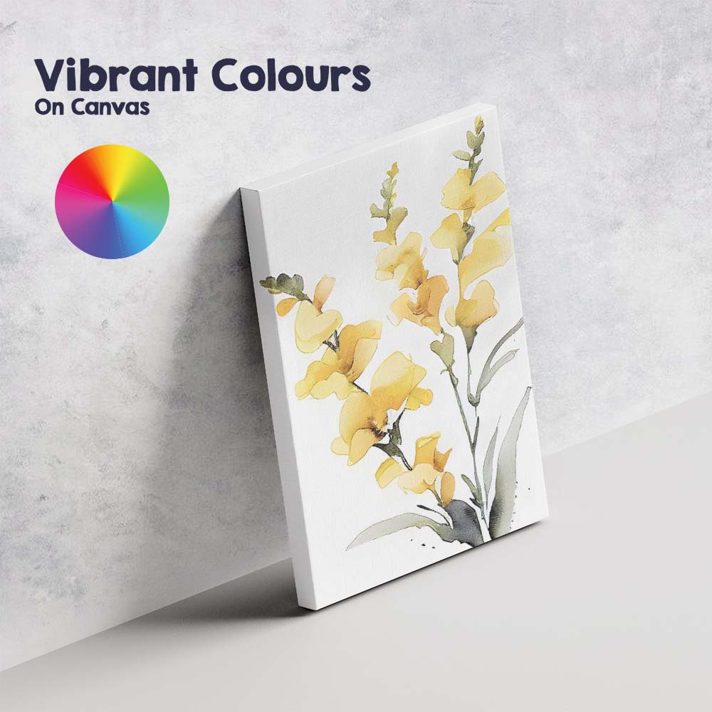 Golden Yellow Wild Orchid Watercolour Botanical Canvas Wall Art Print Decor Picture Ready to Hang