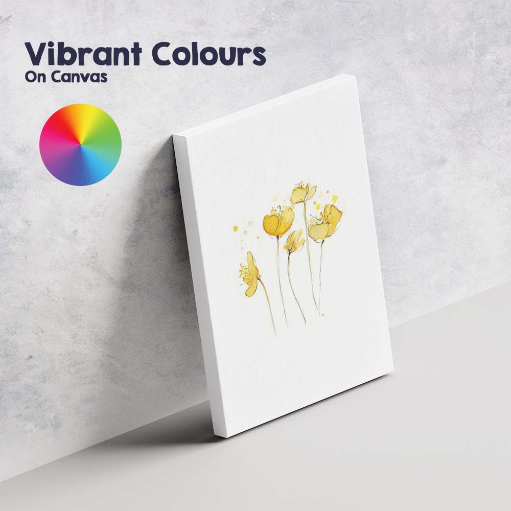 Minimal Yellow Floral Line Art Watercolour Canvas Wall Art Print Decor Picture Ready to Hang
