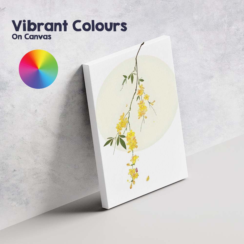 Elegant Yellow Jasmine Branch Botanical Watercolour Canvas Wall Art Print Decor Picture Ready to Hang